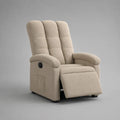 Poltrona relax reclinabile con poggiapiedi in tessuto poliestere effetto lino struttura in legno e acciaio colore beige 78 x 92 x 102 cm