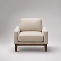Poltrona da soggiorno imbottita con braccioli in tessuto poliestere struttura in legno colore beige 80 x 78 x 85 cm