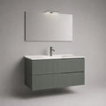 Mobile bagno sospeso con lavabo in ceramica e specchio LED con doppio cassetto 80 x 46 x 55 cm frontali verdi rigati