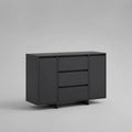 Credenza moderna con 2 ante e 3 cassetti MDF melaminico nero opaco rettangolare 140 x 40 x 85 cm