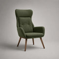 Poltrona da soggiorno in tessuto verde con gambe in legno massello struttura imbottita 78 x 75 x 100 cm