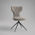 Sedia da pranzo 55x60x85 cm seduta imbottita tessuto poliestere grigio schienale trapuntato struttura in metallo nero gambe inclinate