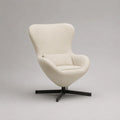 Poltrona girevole in tessuto poliestere beige con base in metallo nero struttura ergonomica 75 x 80 x 100 cm