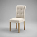 Sedia da pranzo 45x52x88 cm imbottita rivestimento tessuto poliestere beige schienale trapuntato gambe in legno massello
