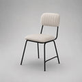 Sedia da pranzo 45x55x85 cm imbottita tessuto poliestere beige struttura in acciaio nero schienale trapuntato a coste