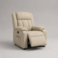 Poltrona relax reclinabile con poggiapiedi in tessuto poliestere colore beige struttura in acciaio e legno 90 x 95 x 105 cm