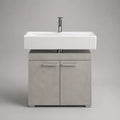 Mobile bagno sottolavabo 80 cm x 46 cm x 55 cm con lavabo rettangolare in ceramica bianca e miscelatore cromato struttura in MDF effetto grigio cemento con due ante